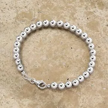 Ross-Simons Italian 6mm Sterling Silver Bead Bracelet. 7.5 inches