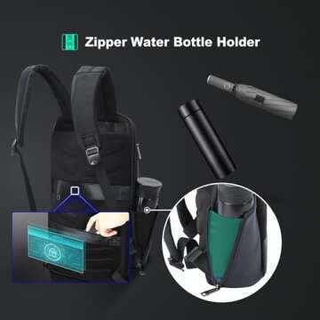 BOPai Slim Laptop Thin Business Backpack 15-15.6 inch with Bottle Holder USB Charging Professional for Men Water Resistant College Notebook Work Office Anti Theft Smart Computer Light Back pack Black