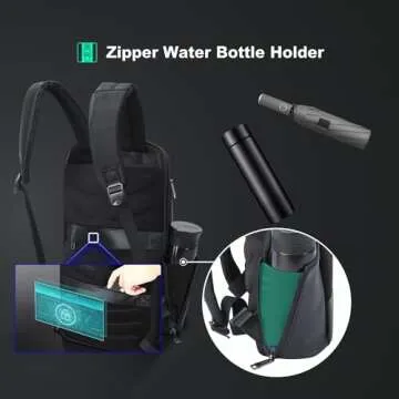 BOPai Slim Laptop Thin Business Backpack 15-15.6 inch with Bottle Holder USB Charging Professional for Men Water Resistant College Notebook Work Office Anti Theft Smart Computer Light Back pack Black