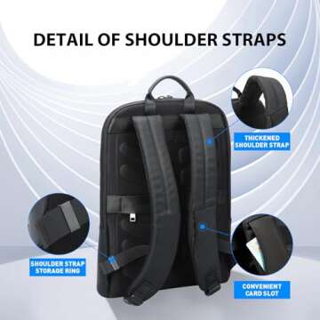 BOPai Slim Laptop Thin Business Backpack 15-15.6 inch with Bottle Holder USB Charging Professional for Men Water Resistant College Notebook Work Office Anti Theft Smart Computer Light Back pack Black