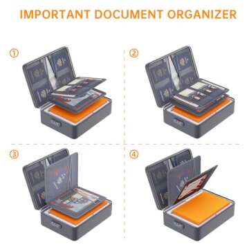 DocSafe 5200°F Document Organizer with Lock,Upgraded Heat Insulated Fireproof＆Waterproof Box 8 La...