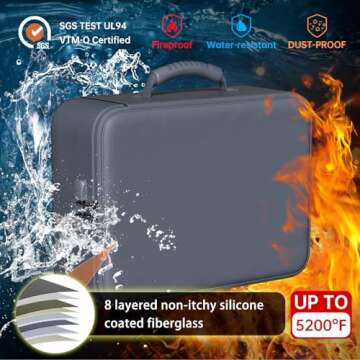 DocSafe 5200°F Document Organizer with Lock,Upgraded Heat Insulated Fireproof＆Waterproof Box 8 Layers File Organizer,Portable Home Travel Safe Storage for Important Documents, Files,Gray (Soft)