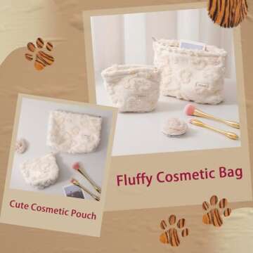 Chic Duleylv Fluffy Makeup Bag for Women Stylish Organizer
