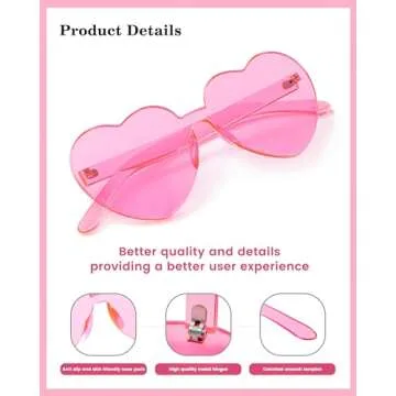 LYMOJOR Green Heart Sunglasses - Fun Heart Shaped Glasses