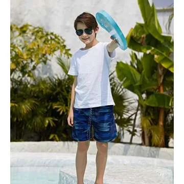 Cozople Boys Blue Grass Boardshorts with Boxer Brief Liner Soft Swimming Trunk Quick Dry Strethcy Swimsuit Anti Chafe UPF Swim Shorts Compresstion Bathing Suits Size 7