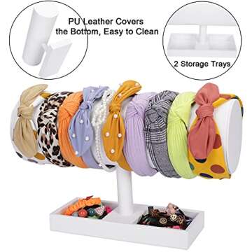 White Leather Headband Holder Organizer Storage Headband Stand Display Baby Headband Organizer for G...