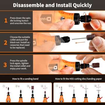 HARDELL Mini Cordless Rotary Tool 3.7V, 5-Speed and USB Charging with 36 Accessories, Multi-Purpose Power Rotary Tool for Sanding, Polishing, Drilling, Carving, Engraving, DIY Crafts