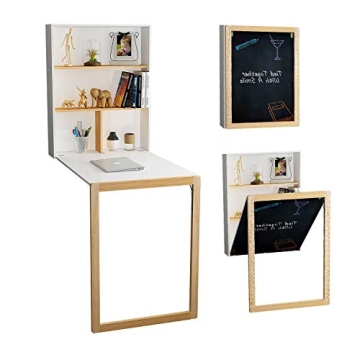 HOME BI Wall Mounted Folding Desk with Ample Storage