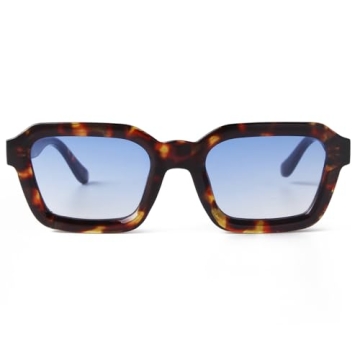 ADE WU Trendy Square Sunglasses Unisex 70s Retro Shades Fashion 2025 Tortoise/Blue