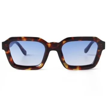 ADE WU Trendy Square Sunglasses Unisex 70s Retro Shades Fashion 2025 Tortoise/Blue