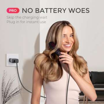 TYMO Cordless Hair Straightener Brush - Porta PRO Portable Straightening Brush for Travel, Mini Ionic Hot Comb Straightener for Women, Lightweight on-The-go, Cordless and Fast Charger Dual Power