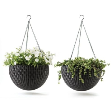 Keter Set of 2 Elegant Hanging Planters for Indoor and Outdoor
