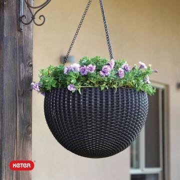 Keter Set of 2 Elegant Hanging Planters for Indoor and Outdoor