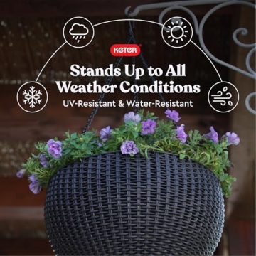 Keter Set of 2 Elegant Hanging Planters for Indoor and Outdoor