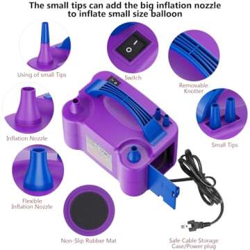 Motorenbau Electric Balloon Pump, Portable Dual Nozzle Electric Balloon Air Inflator for Party Decor...