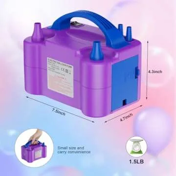 Motorenbau Electric Balloon Pump, Portable Dual Nozzle Electric Balloon Air Inflator for Party Decoration, 110V 600W Balloon Blower Pump Inflation-Purple