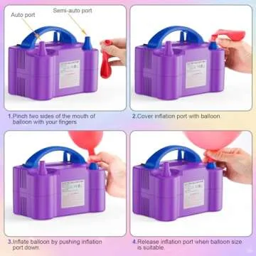 Motorenbau Electric Balloon Pump, Portable Dual Nozzle Electric Balloon Air Inflator for Party Decoration, 110V 600W Balloon Blower Pump Inflation-Purple