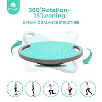 Enovi Turquoise Balance Board, Wobble Board, For Standing Desk, Physical Therapy and Core Training, Home Gym, 360° Rotation Non-Skid Balance Trainer