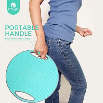 Enovi Turquoise Balance Board, Wobble Board, For Standing Desk, Physical Therapy and Core Training, Home Gym, 360° Rotation Non-Skid Balance Trainer