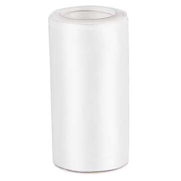 VATIN Double Face White Satin Ribbon 4" Continuous 5 Yards,White Polyester Fabric Ribbon use for Bows Bouquet, Gift Wrapping, Floral Arrangement Wedding Decoration