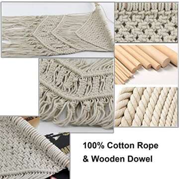 Yasirona Oululu Macrame - Colgante de Pared, White - Tapestry 14" W X 33" L