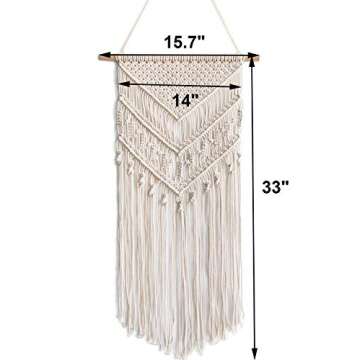 Yasirona Oululu Macrame - Colgante de Pared, White - Tapestry 14" W X 33" L