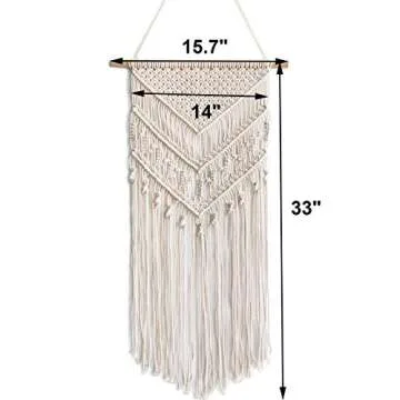 Yasirona Oululu Macrame - Colgante de Pared, White - Tapestry 14" W X 33" L