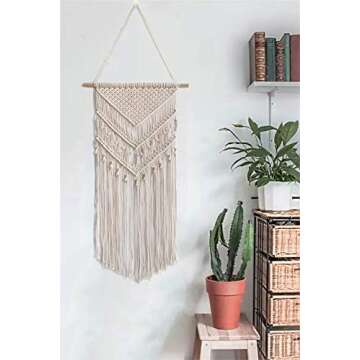 Yasirona Oululu Macrame - Colgante de Pared, White - Tapestry 14" W X 33" L