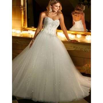 yipeisha Women's Wedding Dresses for Bride Backless Beaded Corset Applique Tulle Puffy Evening Gowns...