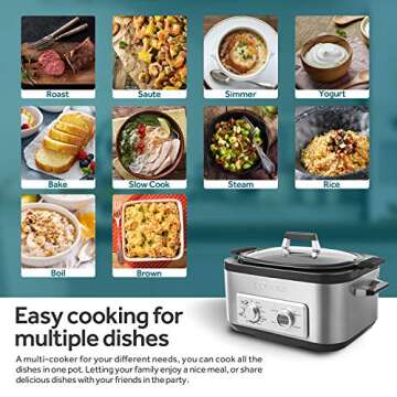COSORI Multicooker 6 QT 11-in-1 Programmable Slow, Rice Cooker, Brown, Saute, Boil, Steamer, Yogurt Maker, Auto-Warmer, Delay Timer, Small, Silver