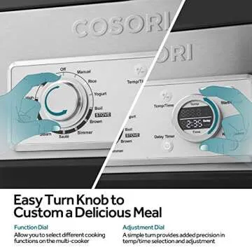 COSORI Multicooker 6 QT 11-in-1 Programmable Slow, Rice Cooker, Brown, Saute, Boil, Steamer, Yogurt Maker, Auto-Warmer, Delay Timer, Small, Silver