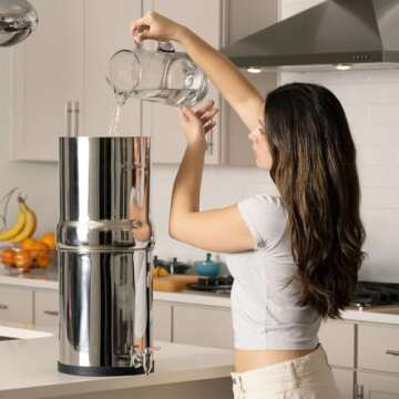 BOROUX Legacy. Boroux Gravity-Fed Countertop Stainless Steel Water Filter System | 3 Gallons with 2 Authentic Black Foundation. Filters