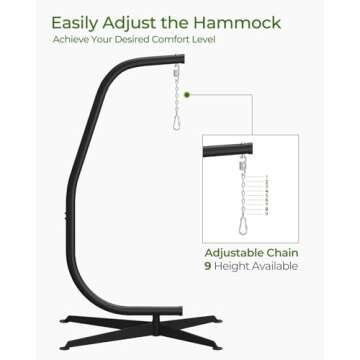 GREENSTELL Hammock Swing Stand, Hanging C-Stand with Buckle and Spring Hook, for Indoor, Outdoor, Sturdy Hanging Stand Max Load 330lbs
