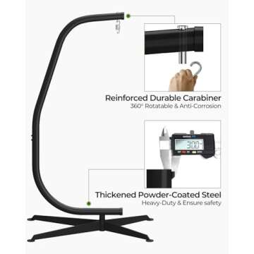 GREENSTELL Hammock Swing Stand, Hanging C-Stand with Buckle and Spring Hook, for Indoor, Outdoor, Sturdy Hanging Stand Max Load 330lbs