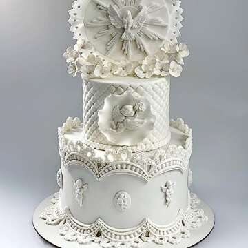 Crown Fondant Molds, Lace Cake Border Decoration Mold 5 Pcs, for Biscuit Candy Chocolate Mousse Cookies Butter Flower Paste Dough, Birthday, Valentine's Day, Baby Showers, Thanksgiving Day