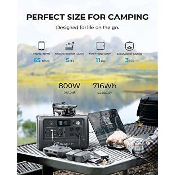 BLUETTI Solar Generator EB70S with PV120 Solar Panel Included, 716Wh Portable Power Station w/ 4 110V/800W AC Outlets, LiFePO4 Battery Pack for Outdoor Camping, Road Trip, Power Outage