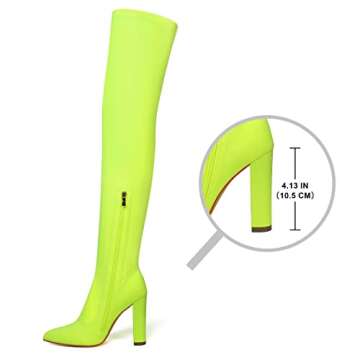 sexrosly Thigh High Boots for Women Chunky High Heel Over The Knee Boots Stretch Lycra Pointed Toe Knee High Boot Size US 8.5