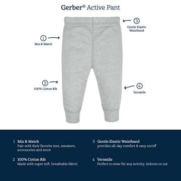 Gerber Baby Boys' Multi-Pack Active Pants for Style