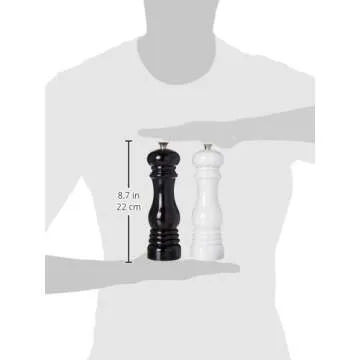 Le Creuset Salt and Pepper Mill Set, 8" x 2 1/2" each, Black & White