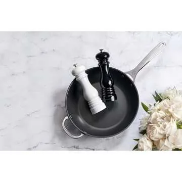 Le Creuset Salt and Pepper Mill Set, 8" x 2 1/2" each, Black & White