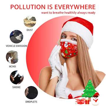 Christmas Disposable Face Masks for Adults 50PCS, Christmas Masks Disposable Adult, Christmas Face Masks for Adults Women Men