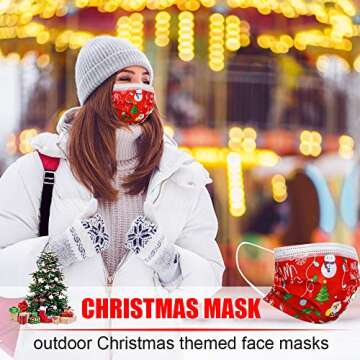 Christmas Disposable Face Masks for Adults 50PCS, Christmas Masks Disposable Adult, Christmas Face Masks for Adults Women Men