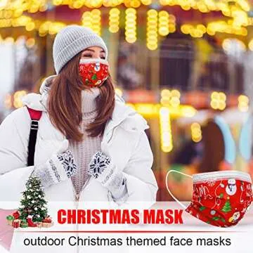 Christmas Disposable Face Masks for Adults 50PCS, Christmas Masks Disposable Adult, Christmas Face Masks for Adults Women Men
