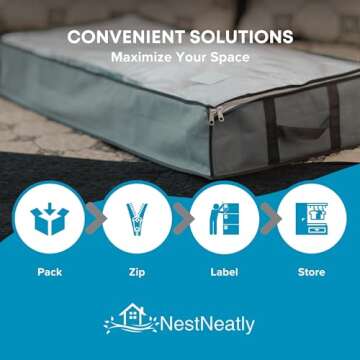 NeatNestly SmartCube Under Bed Storage Bags - 3 Pack Large 39" x 18" x 6" Gray Containers with Reinforced Handles, Foldable Underbed Storage Organizer for Clothing, Blankets & Shoes