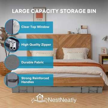 NeatNestly SmartCube Under Bed Storage Bags - 3 Pack Large 39" x 18" x 6" Gray Containers with Reinforced Handles, Foldable Underbed Storage Organizer for Clothing, Blankets & Shoes