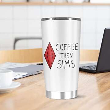 Stainless Steel Insulated Tumbler 20oz Coffee Wine Then Iced Sims Cold Coffee Tea Hot Funny Travel C...