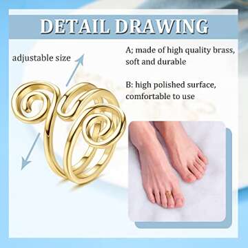 FIBO STEEL 9 Pcs Adjustable Toe Rings for Women - Chic Summer Foot Jewelry