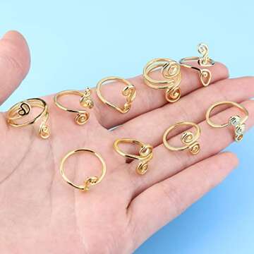 FIBO STEEL 9 Pcs Adjustable Toe Rings for Women