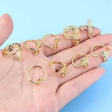 FIBO STEEL 9 Pcs Adjustable Toe Rings for Women