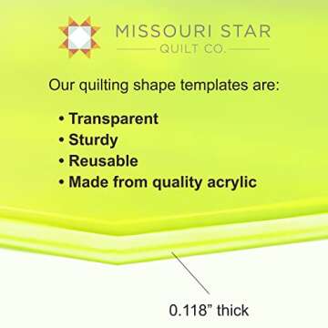 Acrylic Quilting Template, Half Hexagon | For Use with 10” Precut Fabric Squares | Layer Cake Patc...